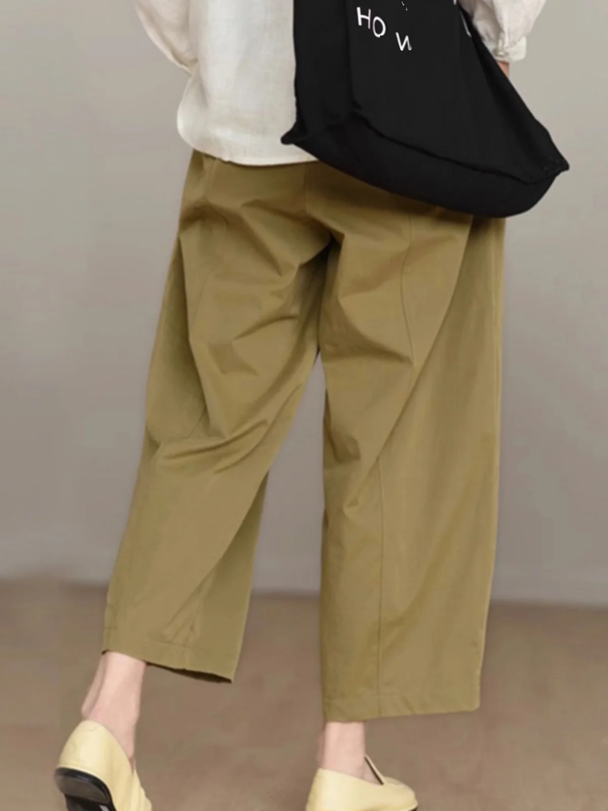 Retro japanische Sle Damen lose hohe Taille weites Bein Hose lässig lockere Passform neun Punkte Ballonhose vielseitiger gerader Schnitt