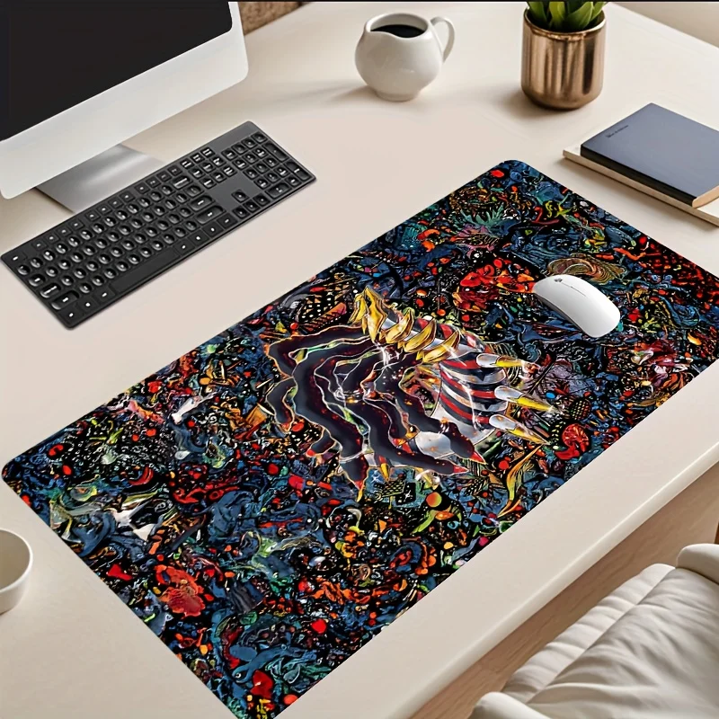 Vibrant Abstract Monster Art Large Gaming Mouse Pad Non-Slip Rubber Desk Mat Gaming Desk Accessory Artistic Mousepad Rugs Carpet