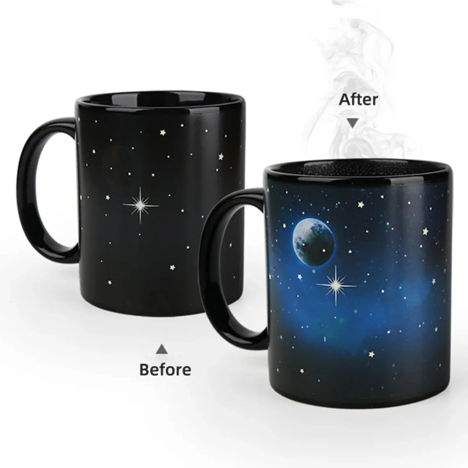 

Moon Earth Discoloration Temperature Sensing Gradient Coffee Mug - Starry Sky Earth Porcelain Water Cup Gift