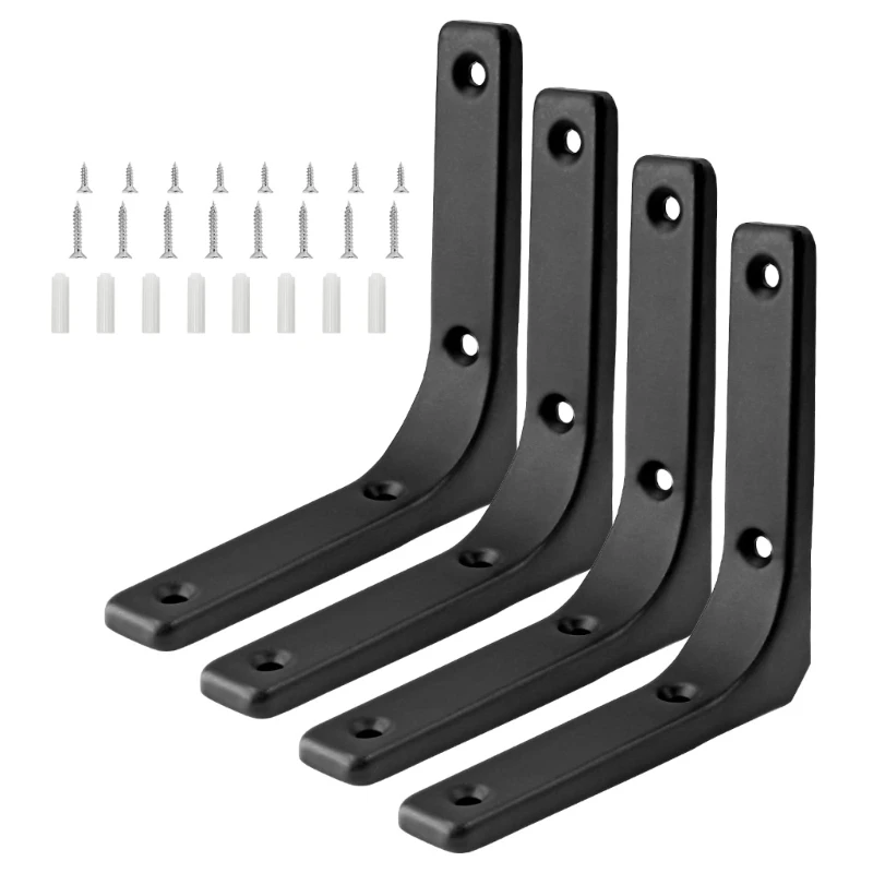 Pack of 4 Heavy Duty Metal L Wall Shelf Brackets 4x4 Inch Floating Shelf Supports Brackets for Home and Office Use