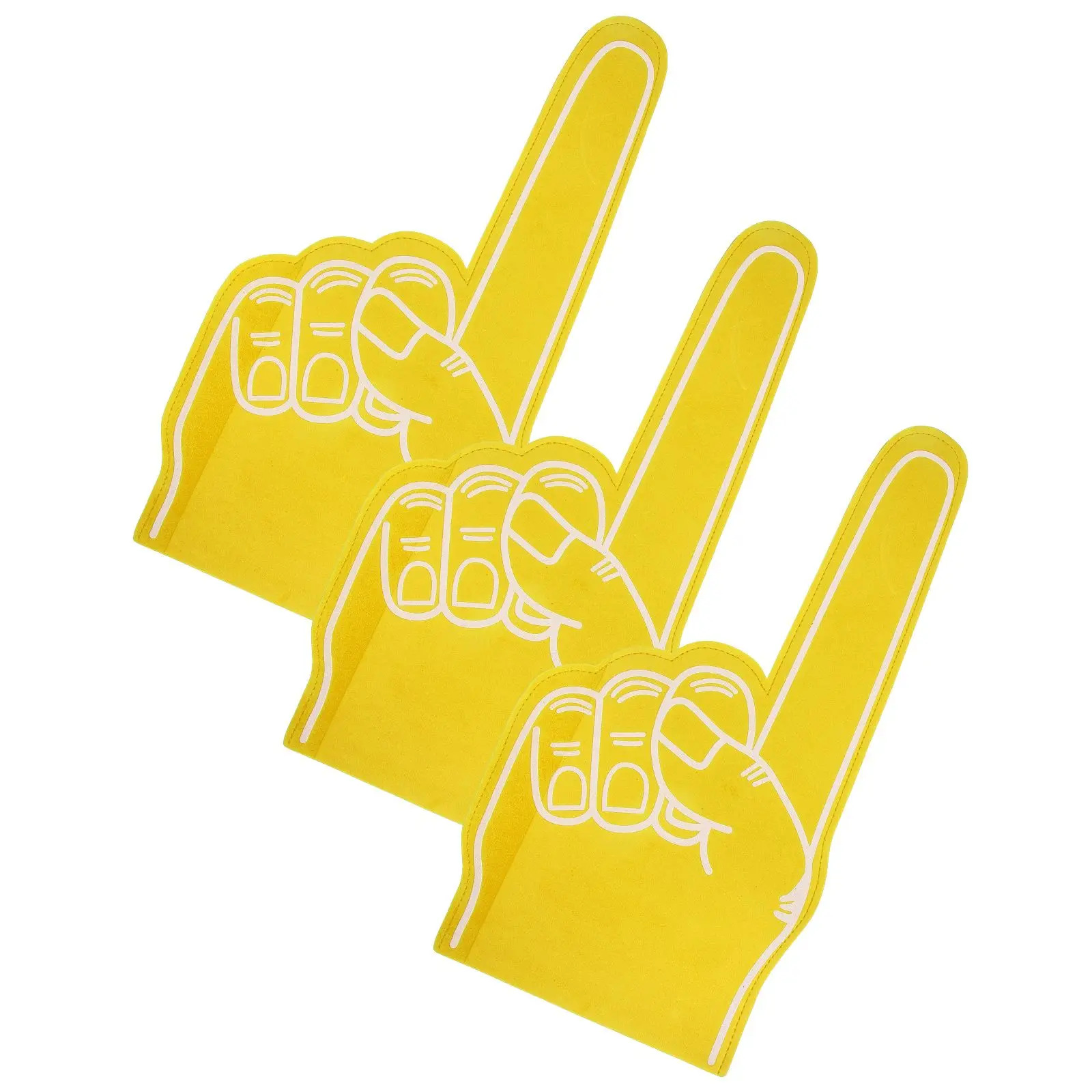 

3pcs Foam Finger Cots Sports Party Favors Football Decorations Cheerleading Props Fan Supplies Yellow Lightweight Comfortable