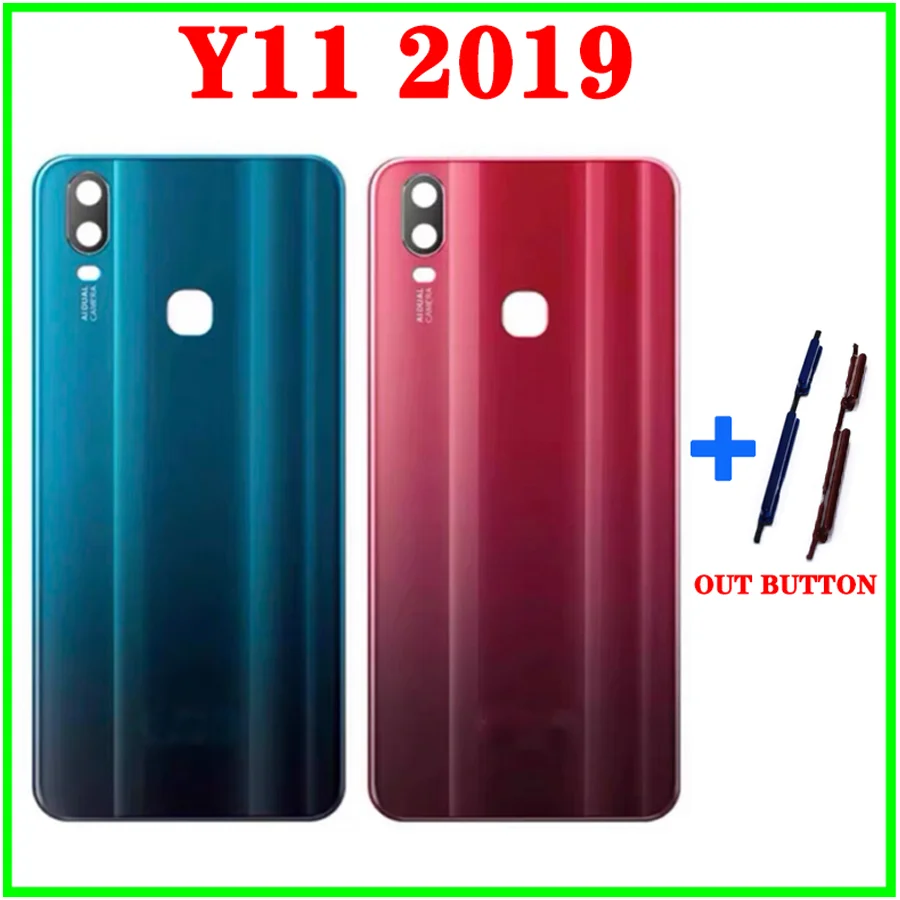 Middle Frame Bezel For Vivo Y11 (2019) Back Battery Cover Door Housing Case Rear Glass with Main Camera Glass Out Button