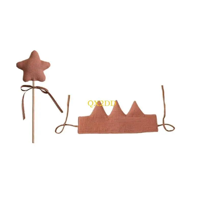 

QX2D повязка на голову с короной принцессы, звездная палочка, украшение для волос, реквизит для фотосъемки для новорожденных