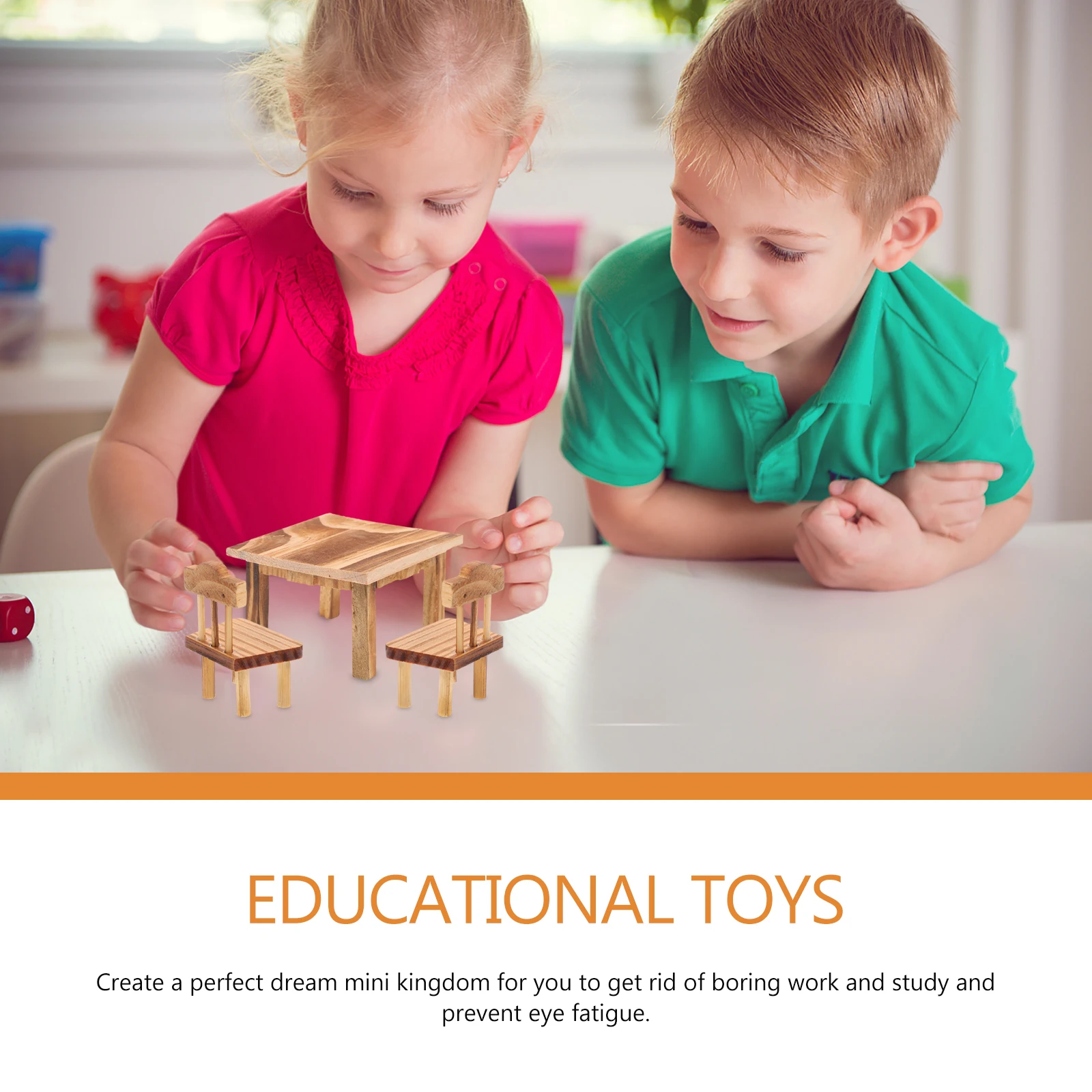 مجموعة أثاث خشبي صغير جميل كرسي طاولة صغير مصباح تأثيث منزلي ديكور تعليمي للأطفال لعب الأدوار هدية صينية