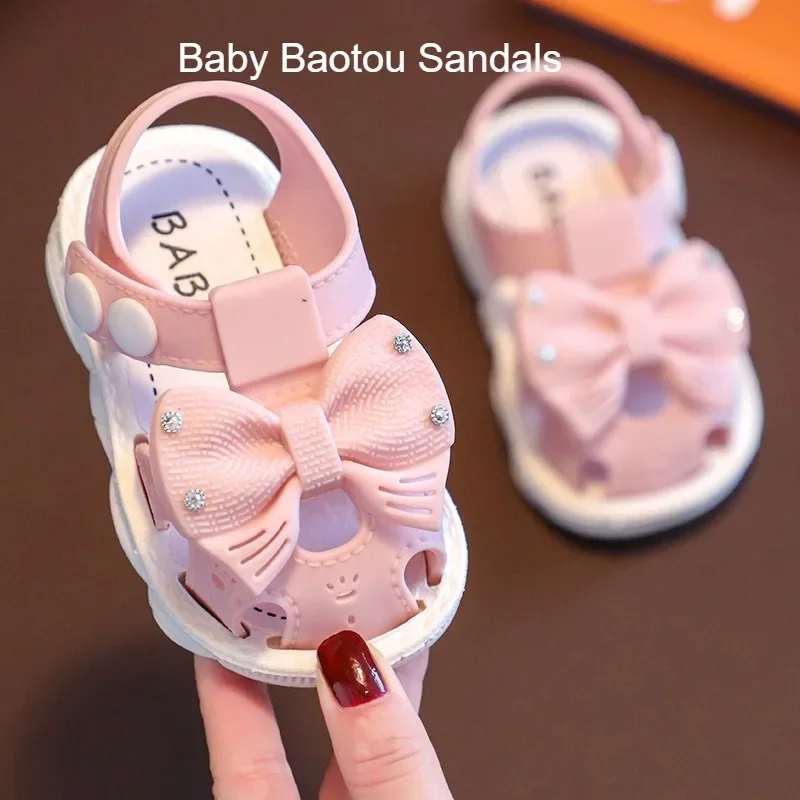 New Summer Age of 0-3 Cute Bow Girls Baby Headband Sandals fondo morbido antiscivolo scarpe per bambini con fibbia nascosta