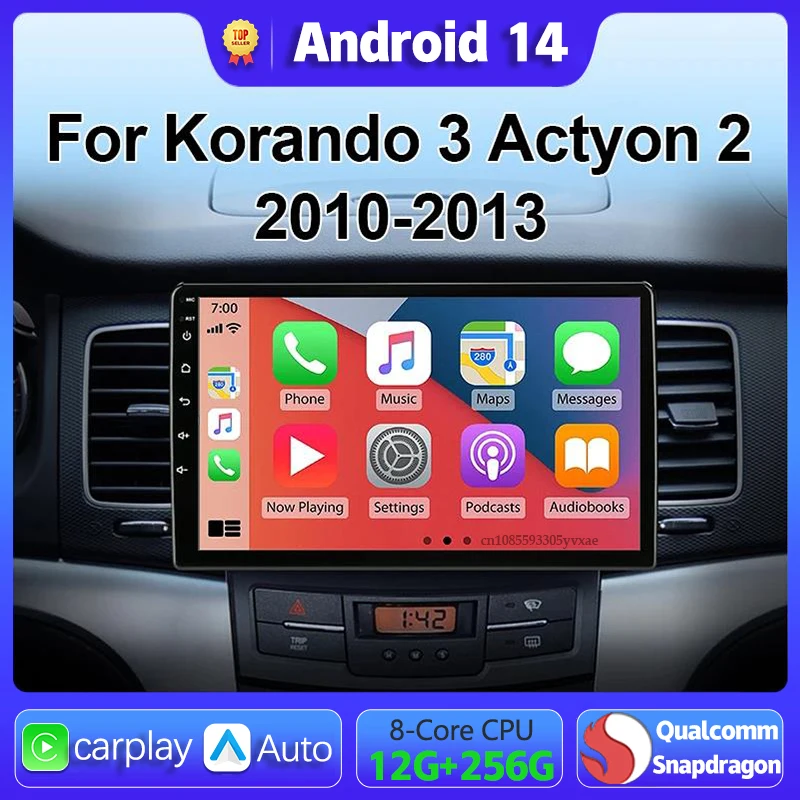 

Android 14 Carplay Car Radio Multimedia For SsangYong Korando 3 Actyon 2 2010 - 2013 Head Unit BT GPS video DVD Autoradio Stereo