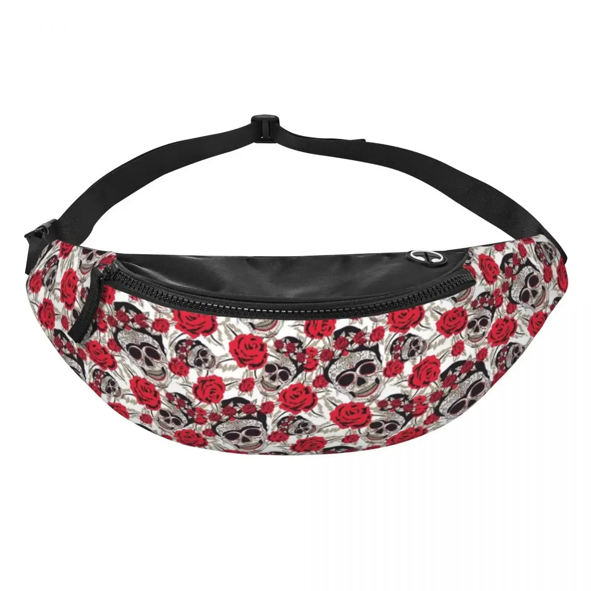 Fanny Pack de crânio de açúcar para homens e mulheres, bolsa de cintura crossbody para acampar, bicicleta, bolsa para telefone, moda mexicana