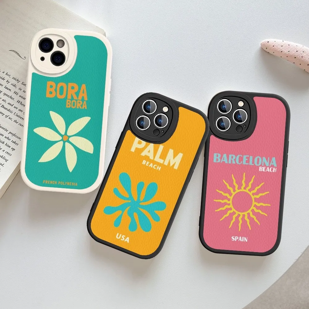 Bali Ibiza Capri Bondi Palm Phone Case Hard Leather For IPhone 16 15 14 13 12 Mini 11 14 Pro Max Xs X Xr 7 8 Plus Fundas