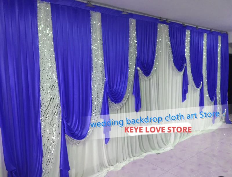 10ft*20ft Whole Wide Backdrop With Sequins Swags Backcloth Party Curtain Celebration Stage Curtain Drapery Background Decoration