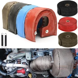 T25 T3 T4 T6 Car Titanium Turbo Blanket Heat Shield Barrier Charger Cover Wrap + 10m Exhaust Pipe Thermal Header Heat Wrap Tape