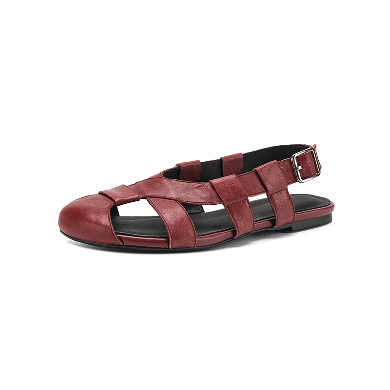 Gladiator Sandals for Women 2026 New Summer Retro Woven Closed Toe Flat Sandals Comfort Buckle Strap Shoes Fashion Sandals