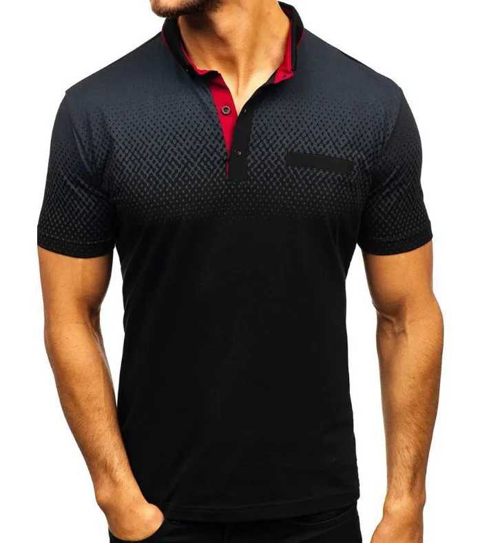 Summer Men's Casual Fashion Printed Large Size Lapel Short Sleeve T-Shirt