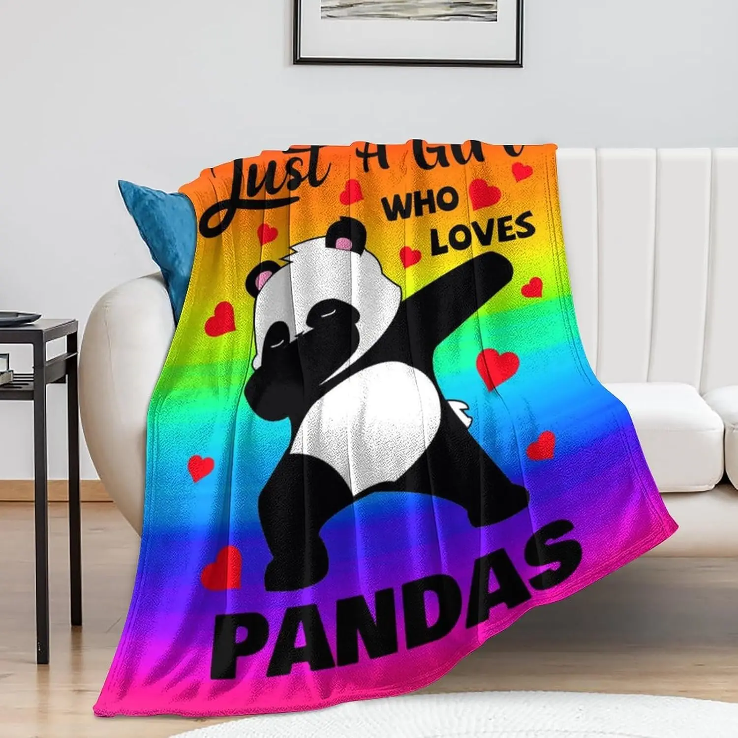 Cute Panda Blanket Just A Girl Who Loves Panda Throw Blankets Panda Stuff Bed Bedding Decor Gifts for Kids Boys Girls