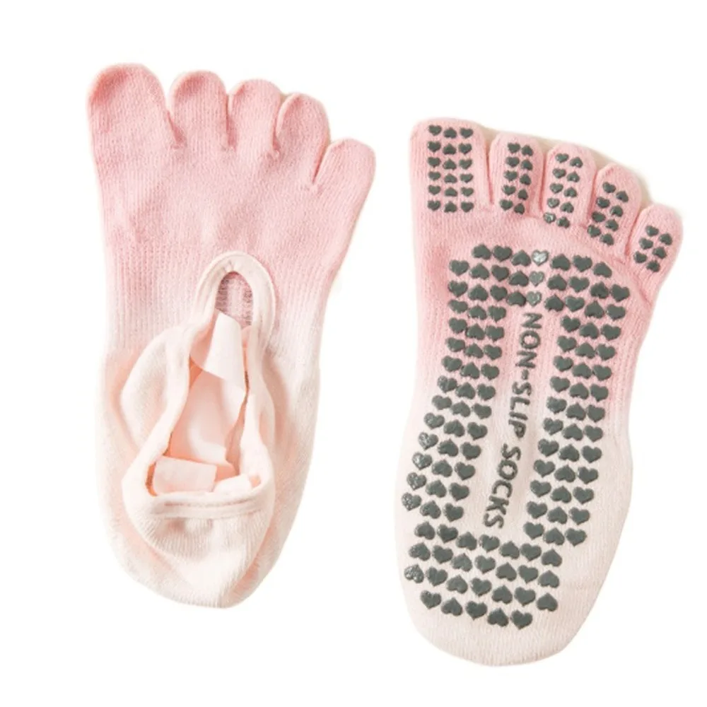 

1 пара противоскользящих носков для йоги с пятью пальцами, профессиональные носки для йоги с разрезом на пять пальцев, хлопковые носки с перекрестными ремешками