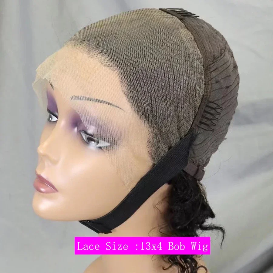 13X4 قصيرة الدانتيل الجبهة خصلات الشعر المستعار الإنسان موجة عميقة للنساء شعر مستعار مجعد الدانتيل الباروكة الأمامية موجة مجعد #5