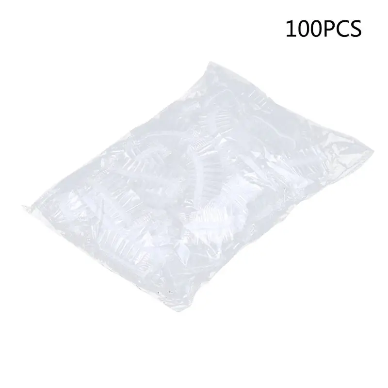 100Pcs Thickened Disposable Plastic Waterproof Ear Protector Cover Cap Salon Hai