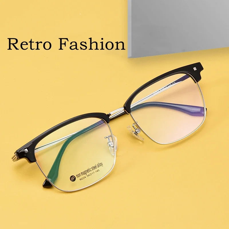 OLLYMURS nuevo marco de gafas cuadradas de negocios Retro ultraligero miopía decorativa gafas graduadas ópticas marco hombres M224