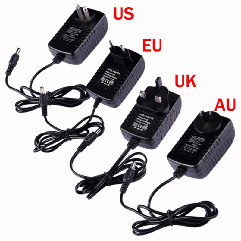 Zasilacz DC 12V 1A 2A 3A AC100-240V Adapter konwertera DC12V Wtyczka EU/US/UK/AU 5.5mm x 2.1-2.5mm Sterownik transformatora oświetleniowego