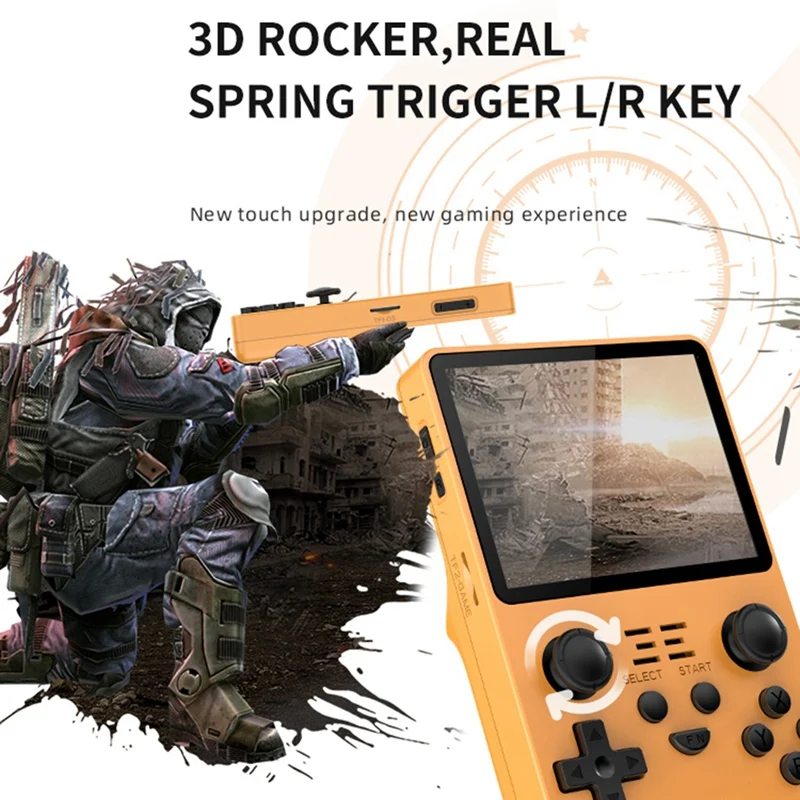 RGB20S Retro Game Console Handheld Video Game Console Easy To Use 16G+128G 3.5 Inch IPS Screen Open Source System (Blue)