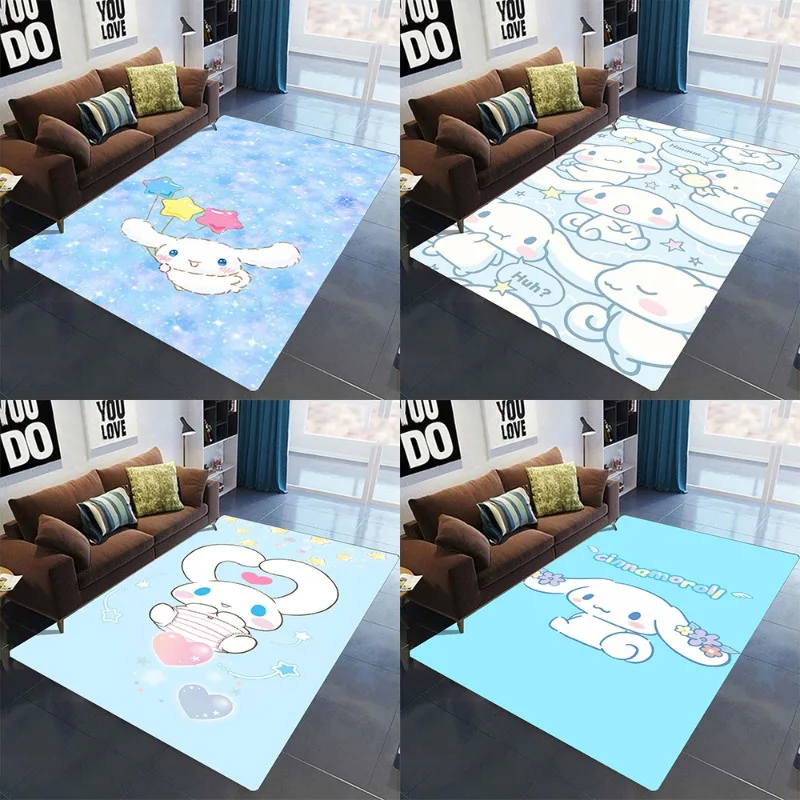 

Sanrio Cinnamoroll Print Flannel Floor Mat Large Area Non-Slip Carpet for Living Room Sofa Bedroom Decor with Cloud Theme Design