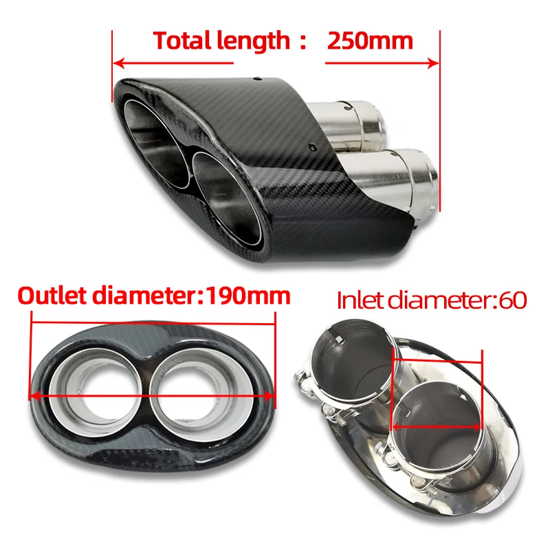 1 pair AK Style Carbon Fiber Exhaust Tip With Two Pipe For Audi RS6 RS5 RS4 Model modify Muffler tailpipe