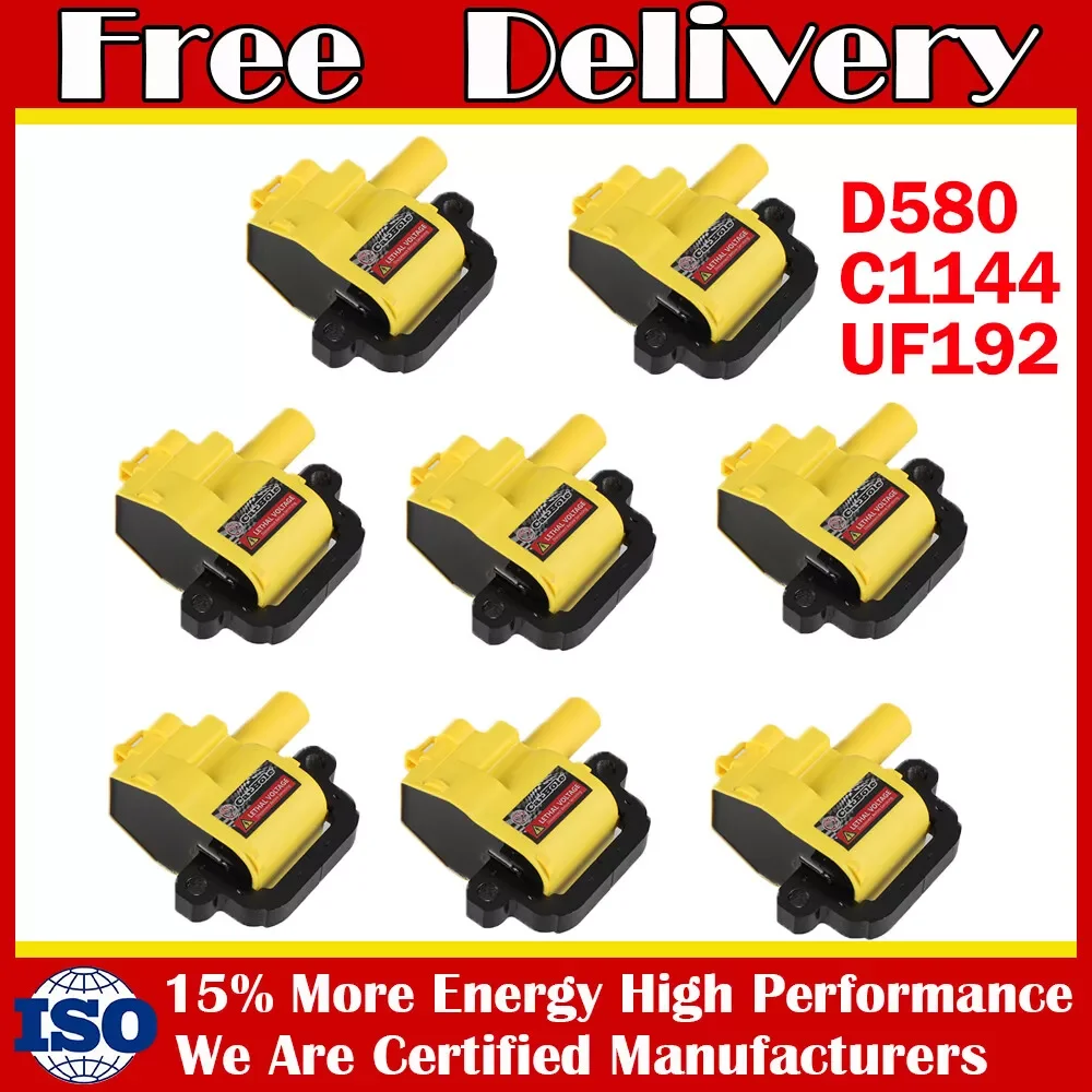 

8 Pack High Performance Ignition Coil Set For Chevy GMC LS1 LS6 D580 C1144 UF192