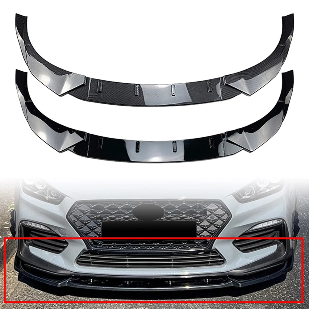 

3Pcs/Set Car Front Bumper Lip Spoiler Splitters Body Kit For Hyundai I30N MK3 Hatchback 2017 2018 2019 Glossy Black/Carbon Fiber