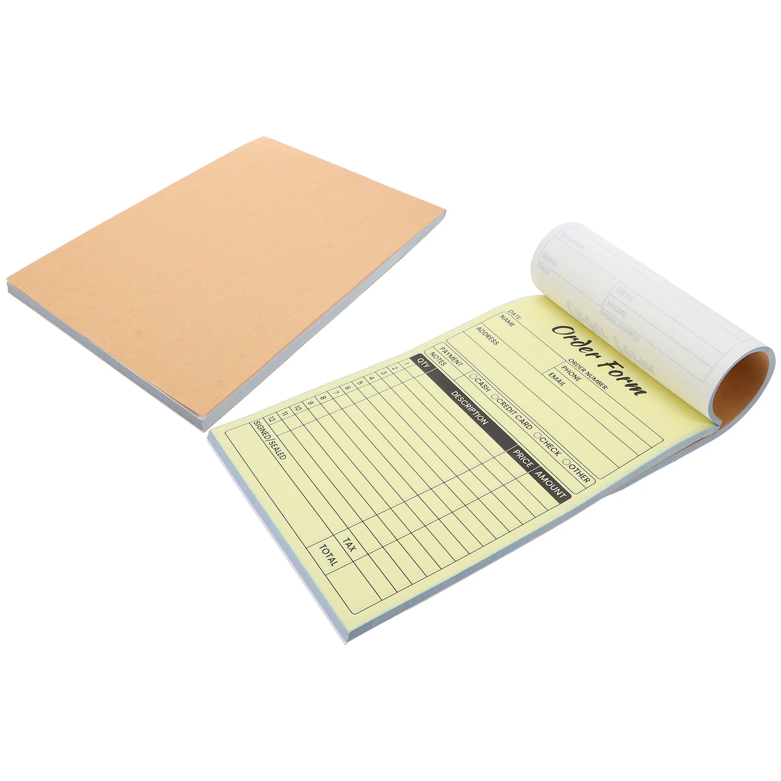 

2Pcs Receipt Book with Copies 8.25x5.5 Inches Business Order Pad Automatic Duplication for Expense Management Invoice Forms