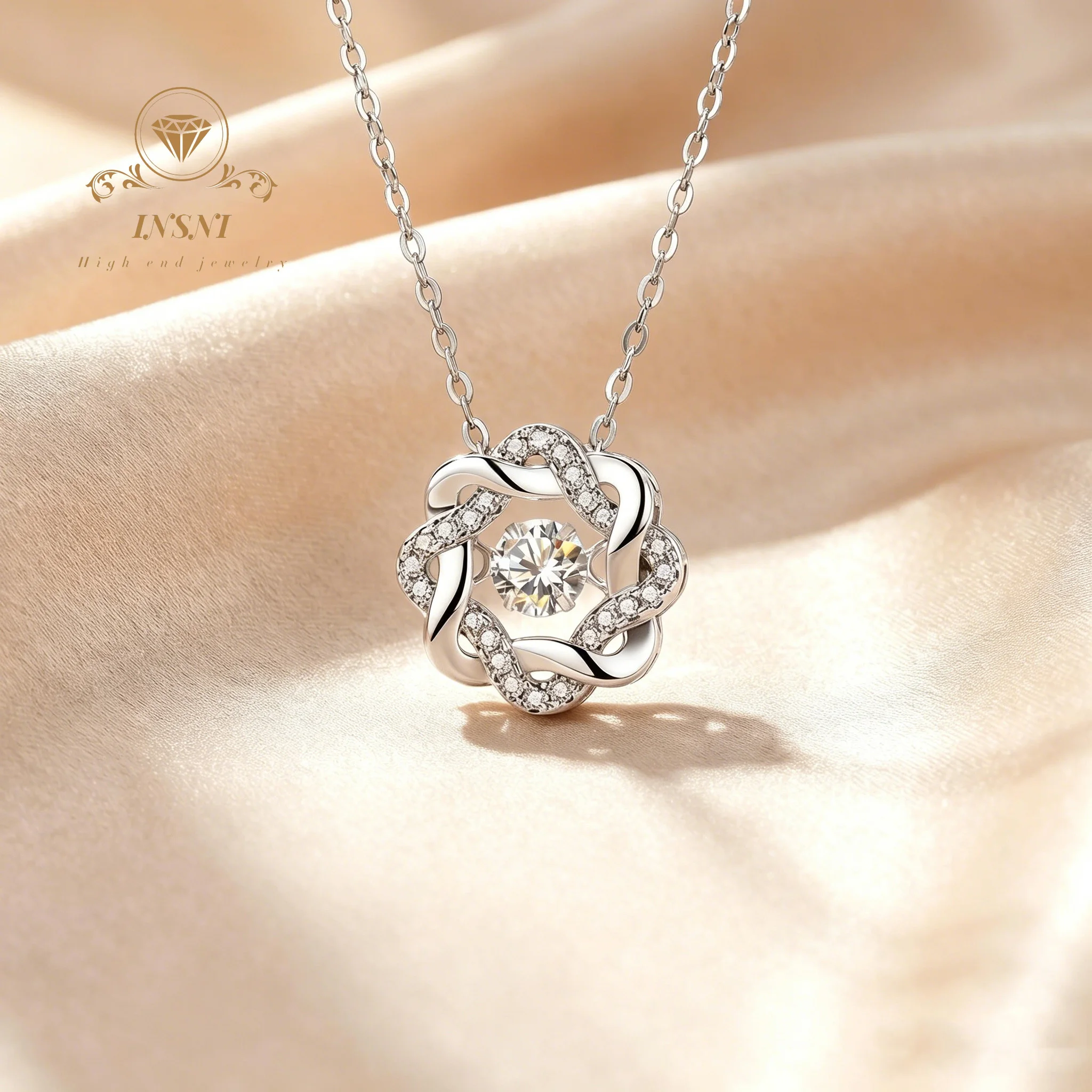 

Mozambican Diamond 925 Sterling Silver Octagram Necklace Pendant Accessories Clavicle Chain Women's Premium Sense Jewelry