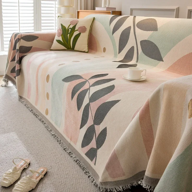 Reversible Chenille Sofa Cover All Wrapped Simple Decor Home Sofa Towel Anti-Slip Universal Sofa Covers Multifunctional Blanket