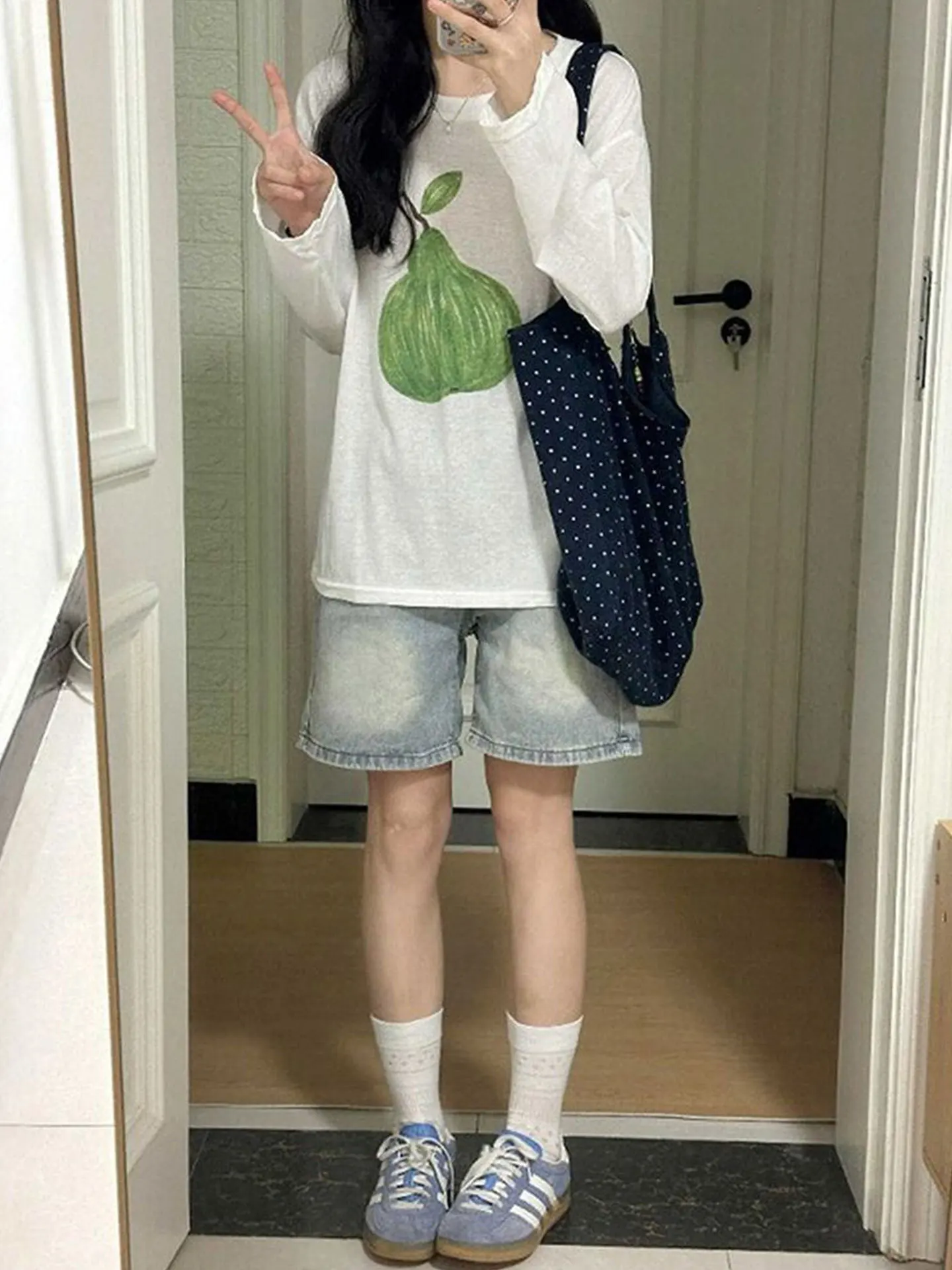 High Waist Loose Fit A-Line Denim Shorts Women's Summer Washed Five-Point Jeans High Waist Straight Leg Wide Leg Shorts
