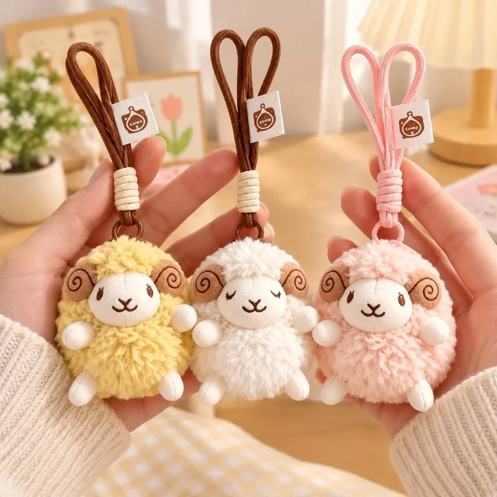 Schlüsselanhänger Weicher Flauschiger Plüsch-Schaf-Schlüsselanhänger Mini-Hängeanhänger Neujahrs-Schaf-Puppe Dekoration Lamm-Ornamente Taschendekor – Detail 5