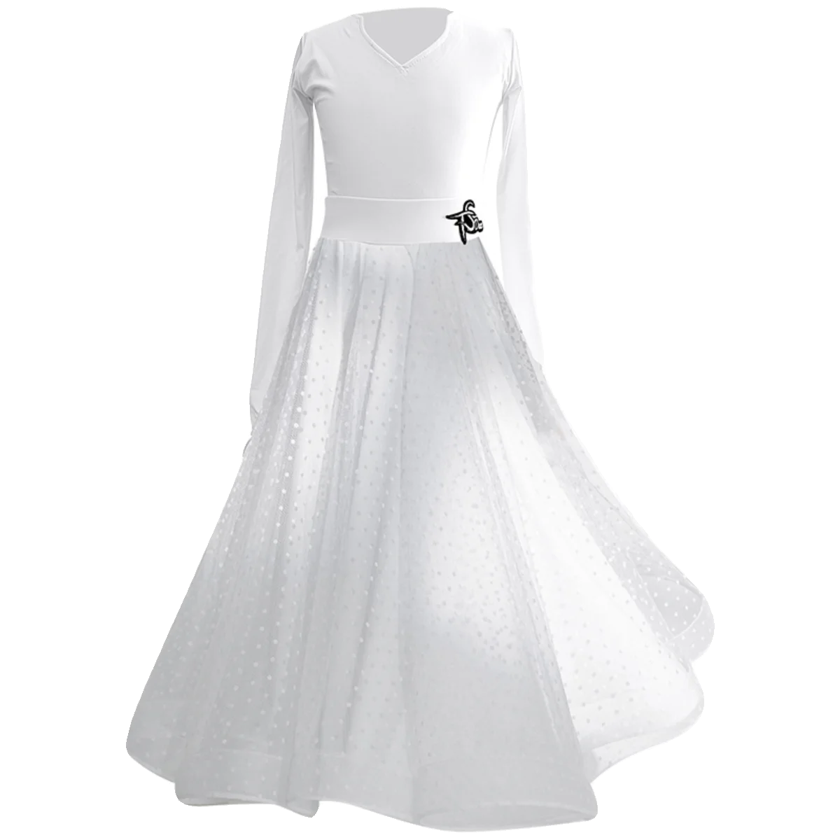 Abito da pratica di ballo latino di nuovo stile per ragazze, abito da competizione professionale di ballo latino, abito da ballo moderno bianco