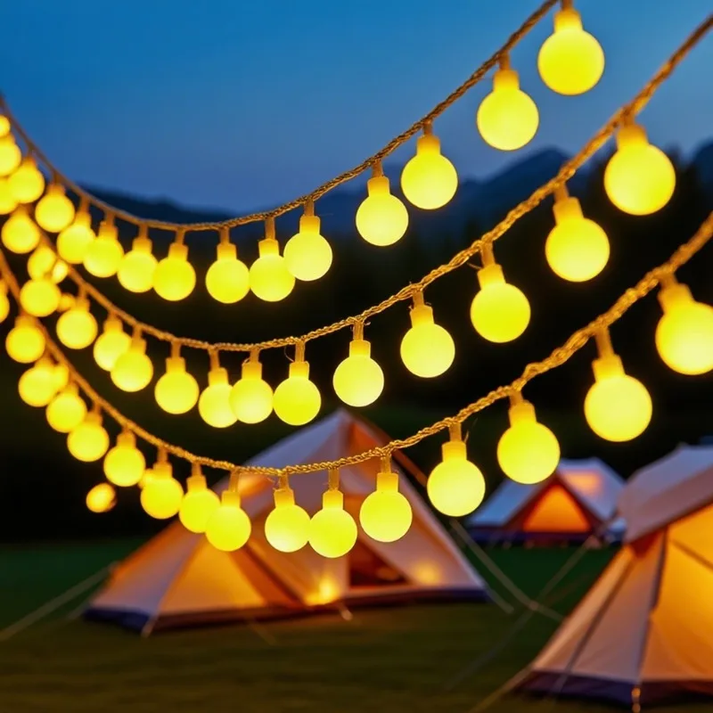 

3-22M Ball LED String Lights Eu Plug Powered Ball Chain Garland Fairy Lights Bulb Party Home Wedding Garden Christmas Decor