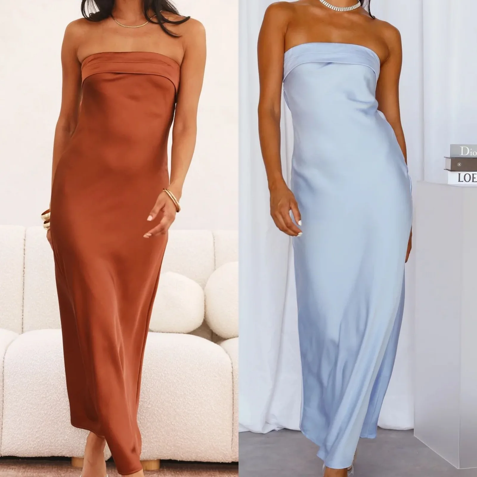 Sexy Bal Color Dr Women's Wrap Chest Elastic Bal Dr Street Sle High Waist Long Skirt V-ne Summer Dr