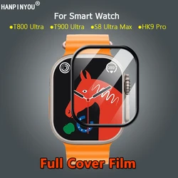 For T800 T900 S8 Ultra Max HK9Pro SmartWatch Ultra Clear Full Cover 3D Curved Plating Soft PMMA Film Screen Protector -Not Glass