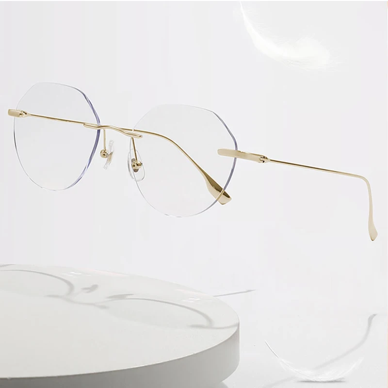 

Pure Titanium Customized Lenses Shapes Rimless Glasses Frame Man Optical Prescription Men Business Style Eyeglasses 121214