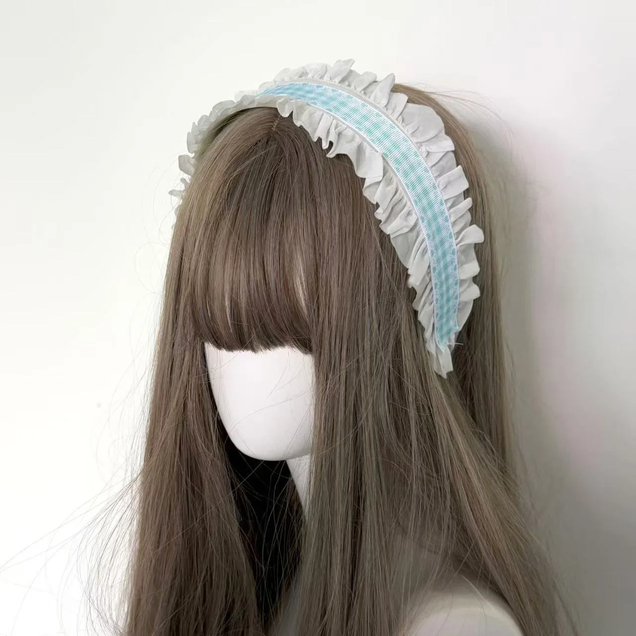 패션 여성 수제 민트 맘바 쇼와 스타일 모리 소녀 헤어 밴드 네잎 클로버 레이스 머리 장식 로리타 헤어 액세서리 머리띠