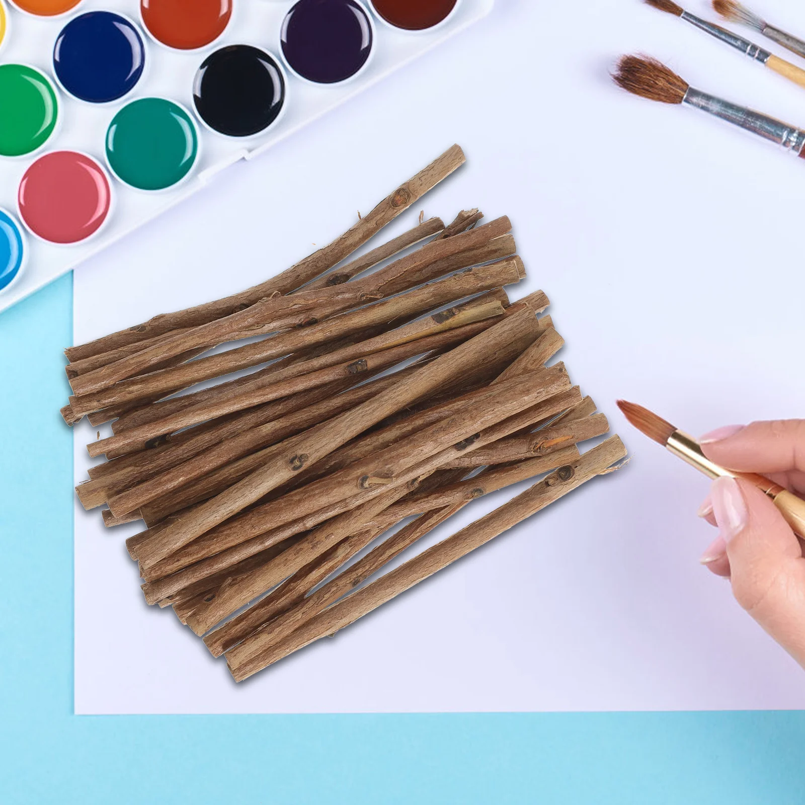 100pcs Tea Tree Sticks Wood Color 0 3 0 5cm Diameter 10cm Length Fine Cutting Bark DIY Paint Pyrography Decoupage