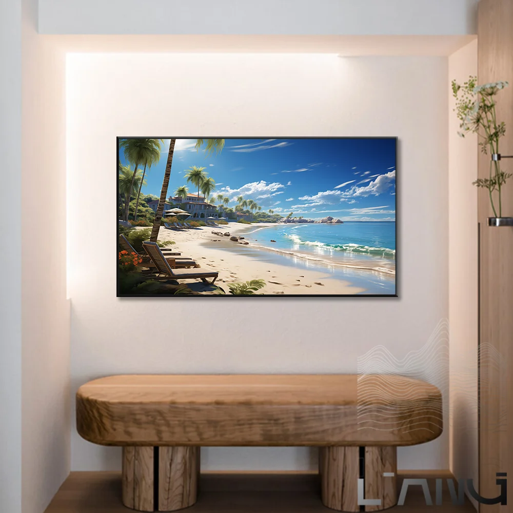 

Beach scenery seaside waves reef holiday style poster home wall decoration painting in living room study bedroom