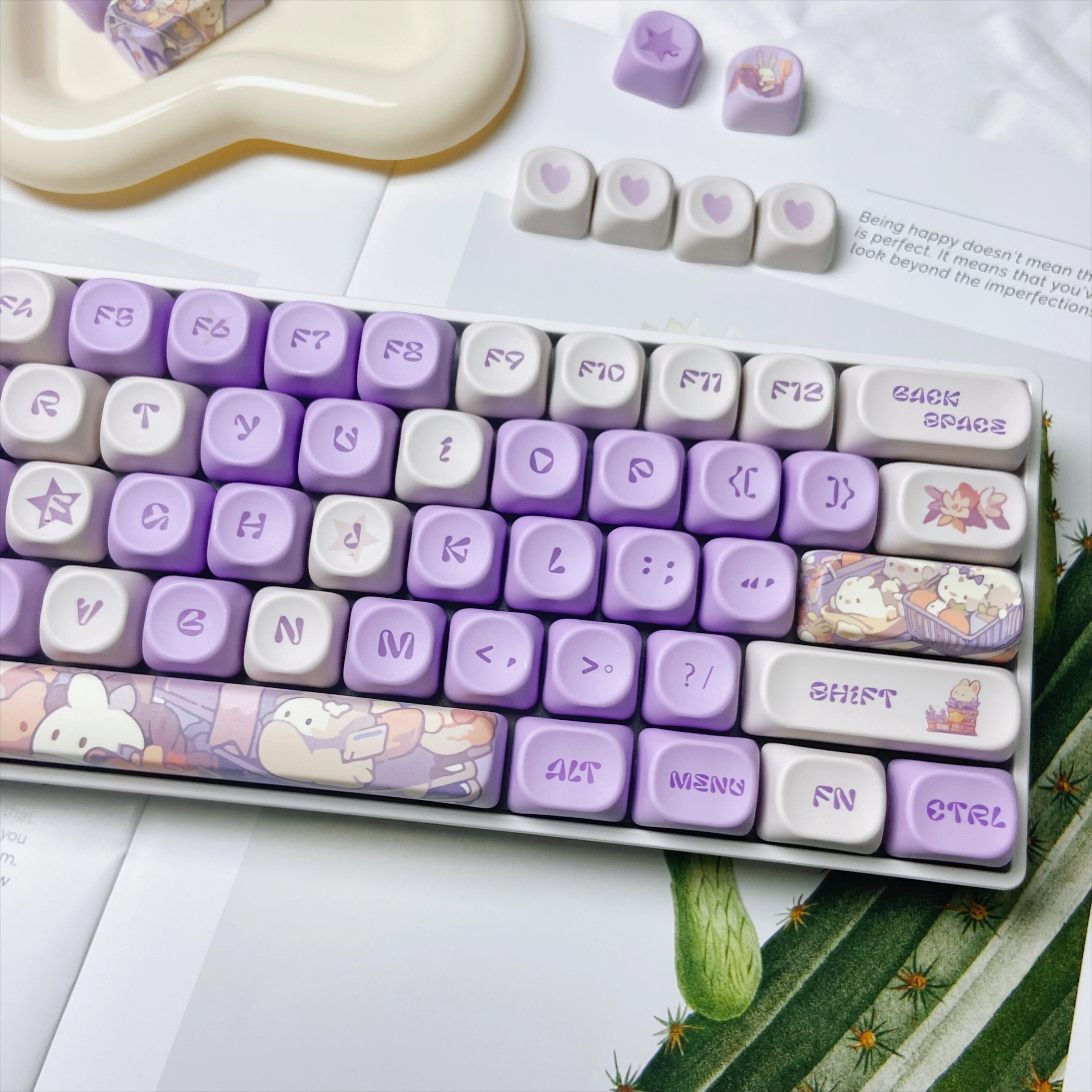 

Cute Bunny Purple Keycaps for Mechanical Keyboard MOA Profile Key Caps Set PBT Keycap Custom Gaming Keyboard DIY Work Office