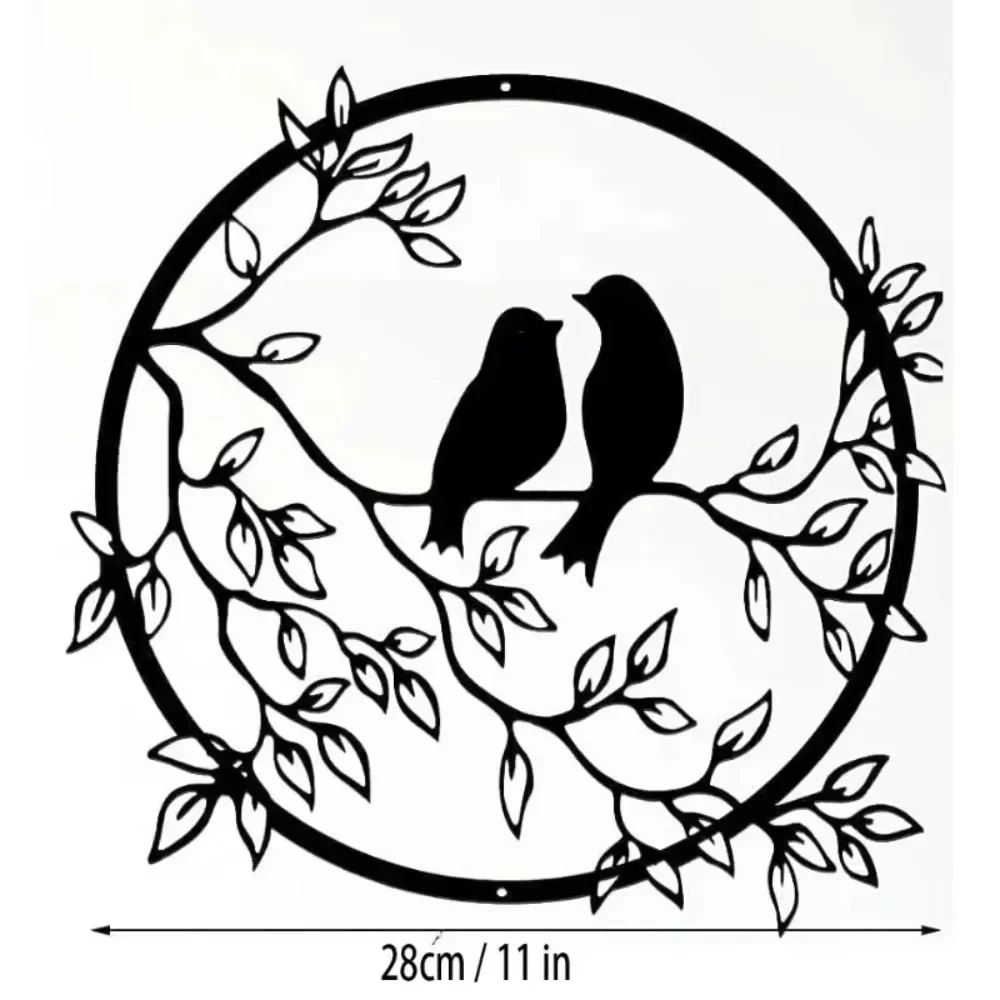 Bird on Tree Branch Metal Wall Art: Stunning Decor for Living Room Garden Bedroom Office and Home Ideal for Adding Elegance