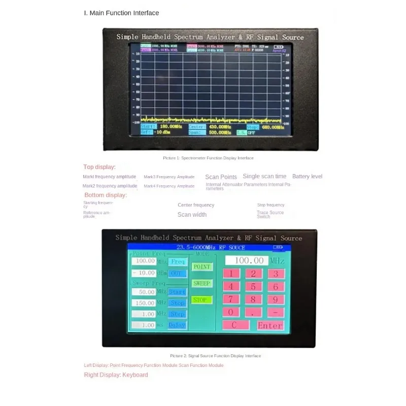 مكرر محلل الطيف في الوقت الحقيقي 35 ميجا هرتز - 400 ميجا هرتز مع وظيفة راسم الذبذبات و4 قنوات - مثالية للتحليل