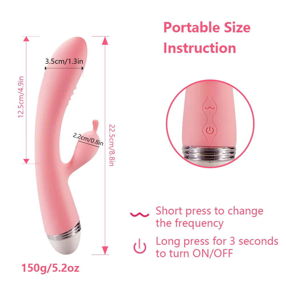 Vibrator G Spot kelinci stimulasi ganda, Dildo Vibrator untuk wanita Stimulator klitoris, mainan seks untuk wanita produk seks dewasa