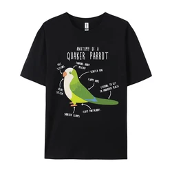 Anatomy Of Quaker Parrot Green Printed Tee Party Premium Cotton Tops Classic Tops Tees Cute Pet T-shirt