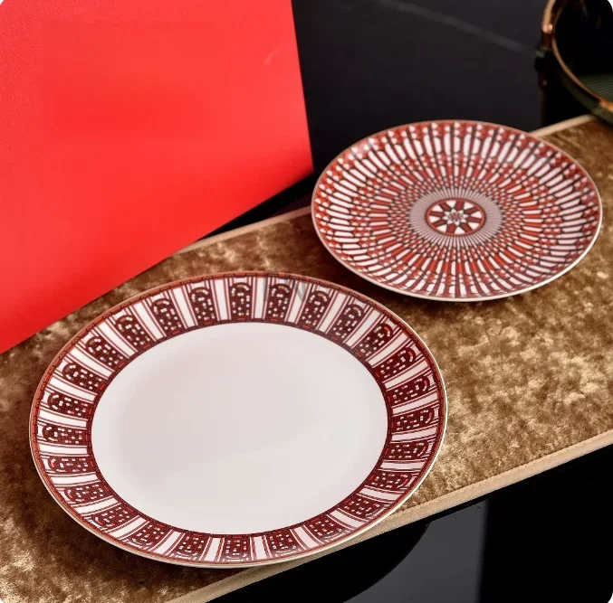 2pcs a set 20cm and 25cm Bone China plate 8 INCHES and 10 inches Porcelain plates Tableware