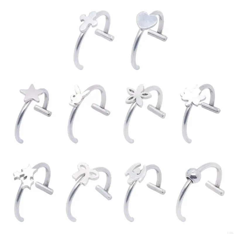 

R3MC Imitation Lip Rings Without Piercing Stainless Steel Jewelry for Sensitive Skin