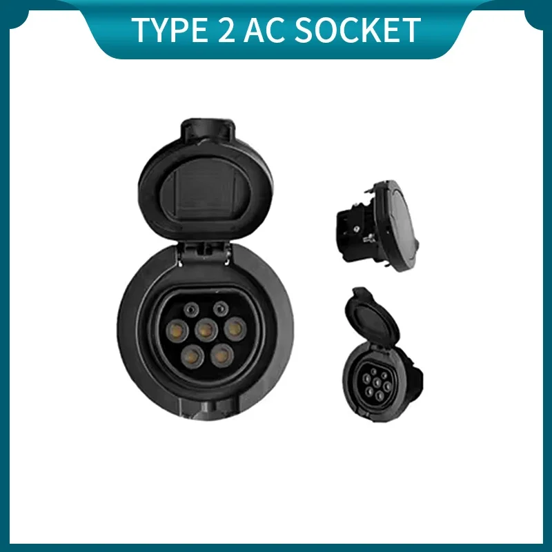 EVONIC Type 2 Socket 32A Female Socket Connector Single/three Phase 7KW-22KW 220V-480V Electric Vehicles AC Charging Pole Socket