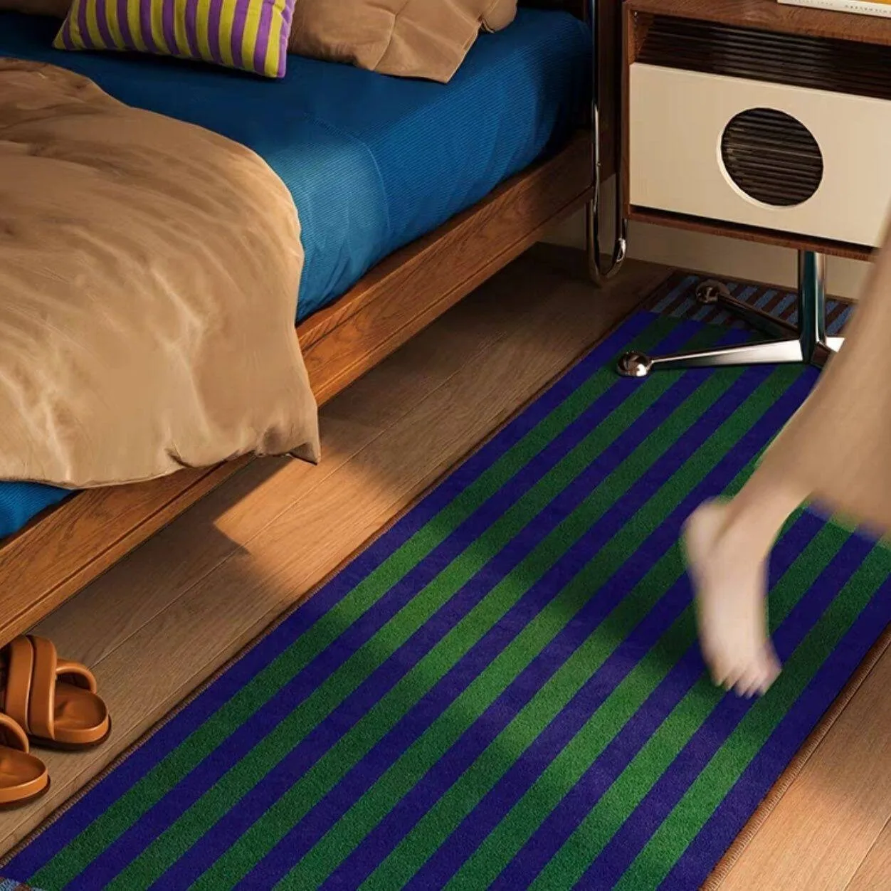 Bedroom Carpet Comfortable Loop-pile Floor Mat Long Stain-resistant Wear-resistant Rug Retro Bedside Mats Home Decoration Rugs