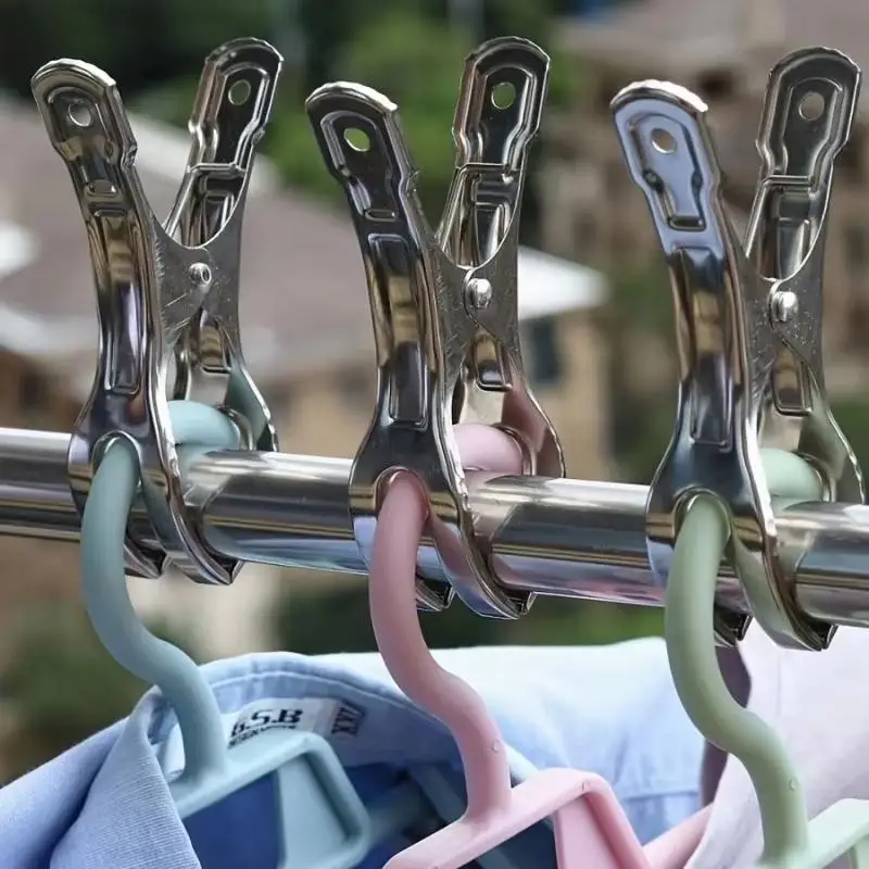 5 Stück rutschfeste, winddichte Wäscheklammern aus Edelstahl, langlebig, ideal für Socken, Handtücher, den Einsatz im Haus, im Badezimmer und auf dem Balkon. – Detail 5